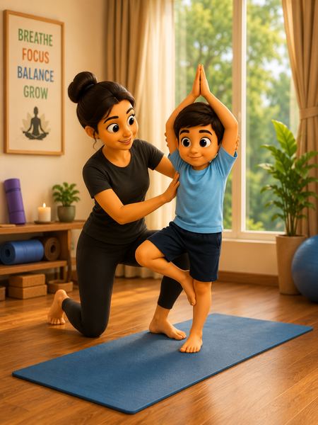 Kids yoga session at home